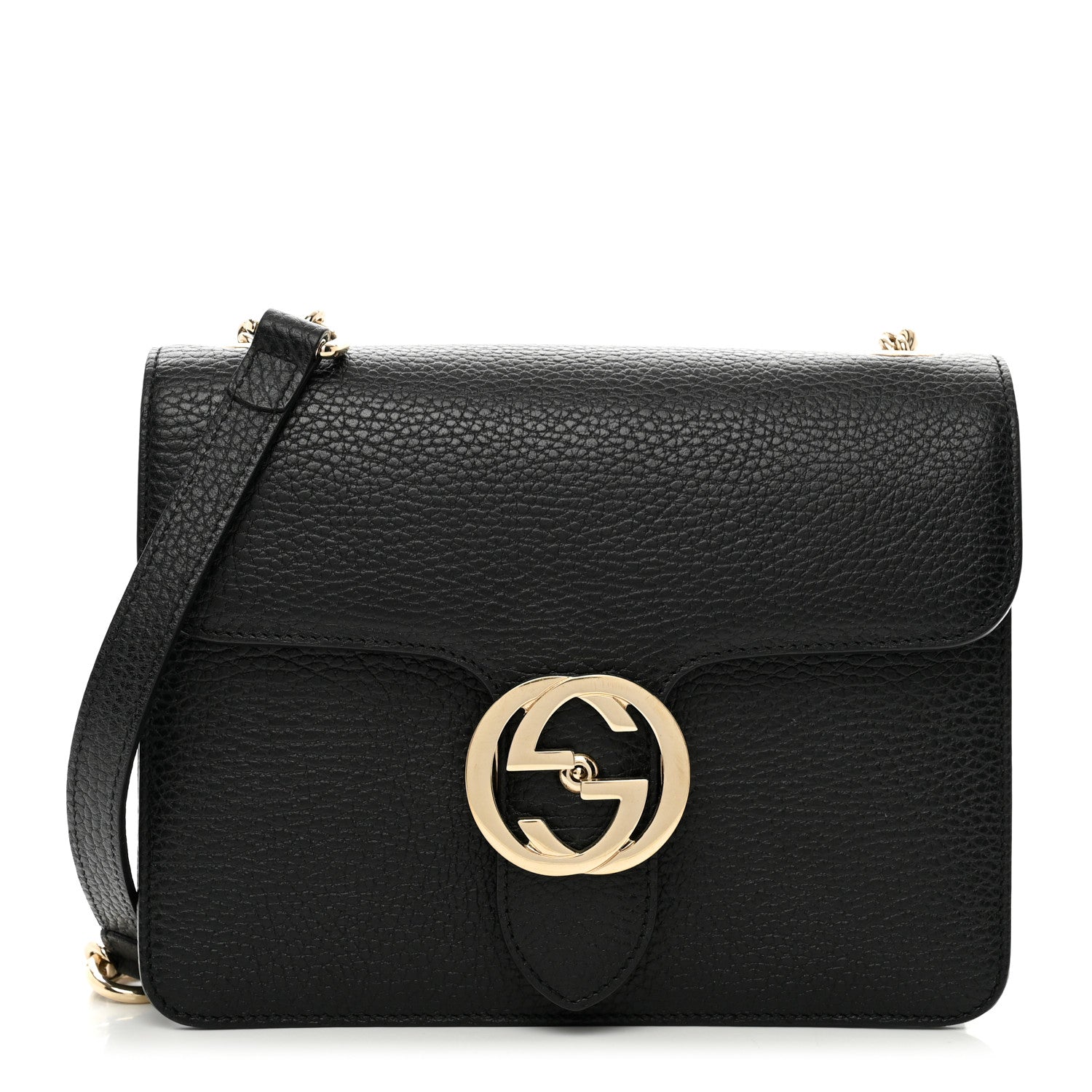 Gucci Dollar Calfskin Small Interlocking G Shoulder Bag Black 1 of 10