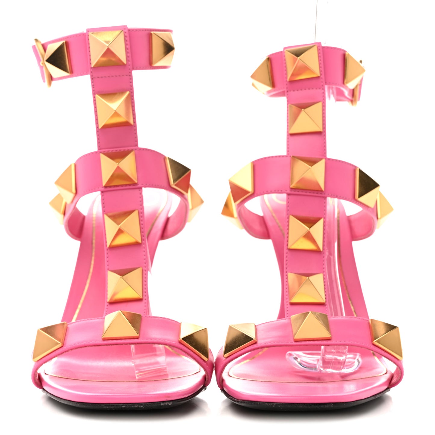 Calfskin Roman Stud Ankle Strap 100mm Sandals 39.5 Pink