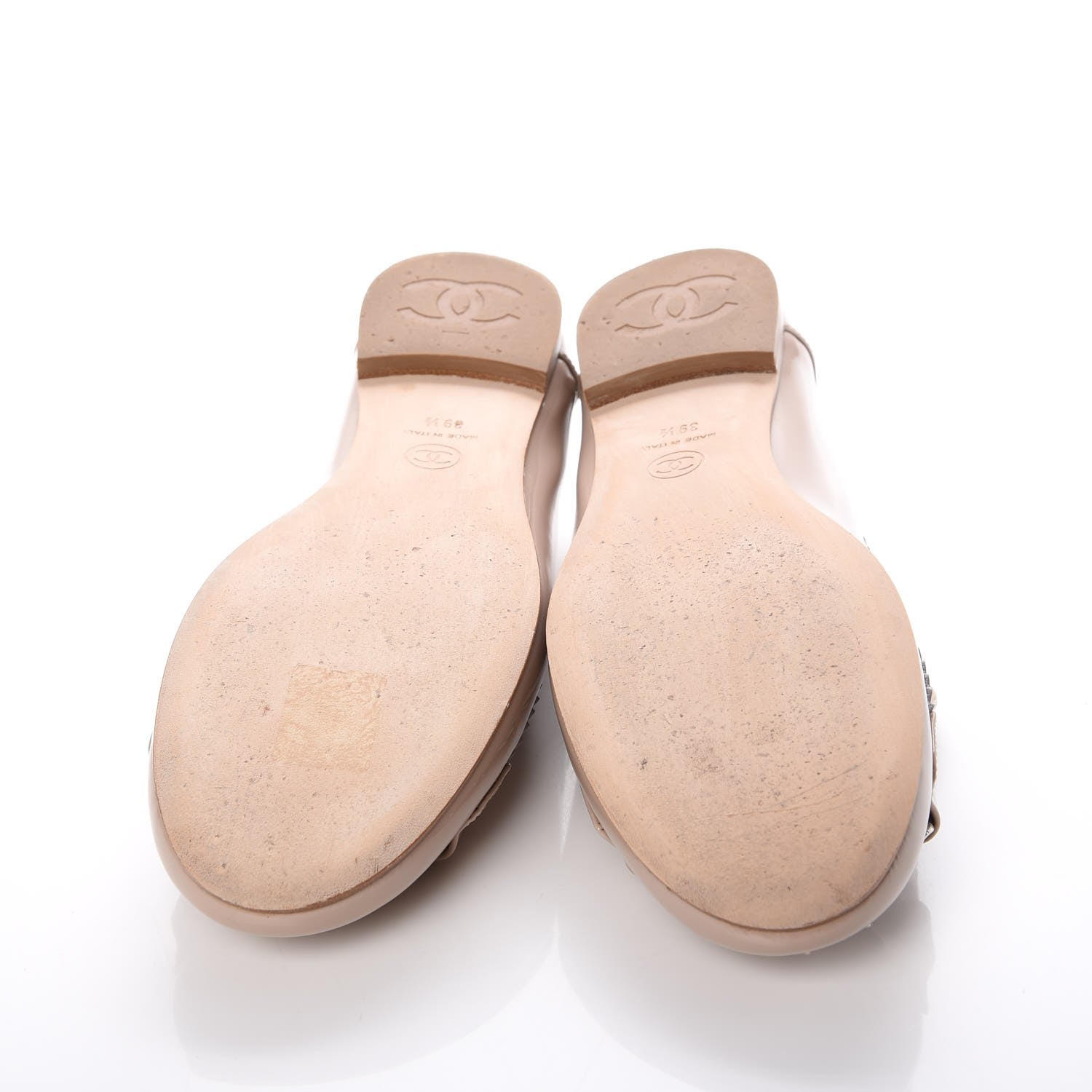 Chanel Patent Chain Moccasin Loafers 39.5 Beige 7 of 16