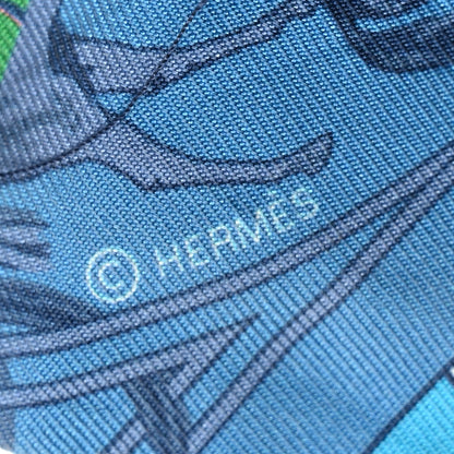 Hermes Silk Cheval Phoenix Twilly Bleu Rouge Rose 4 of 6