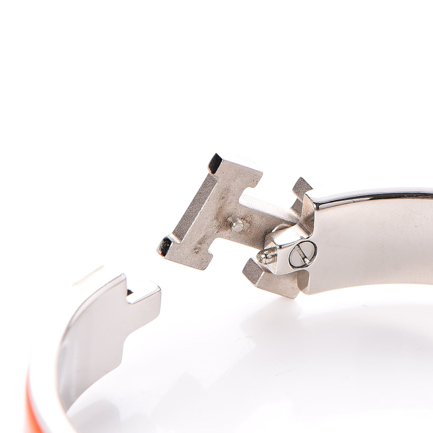 Enamel Clic Clac H Bracelet PM Orange Blanc