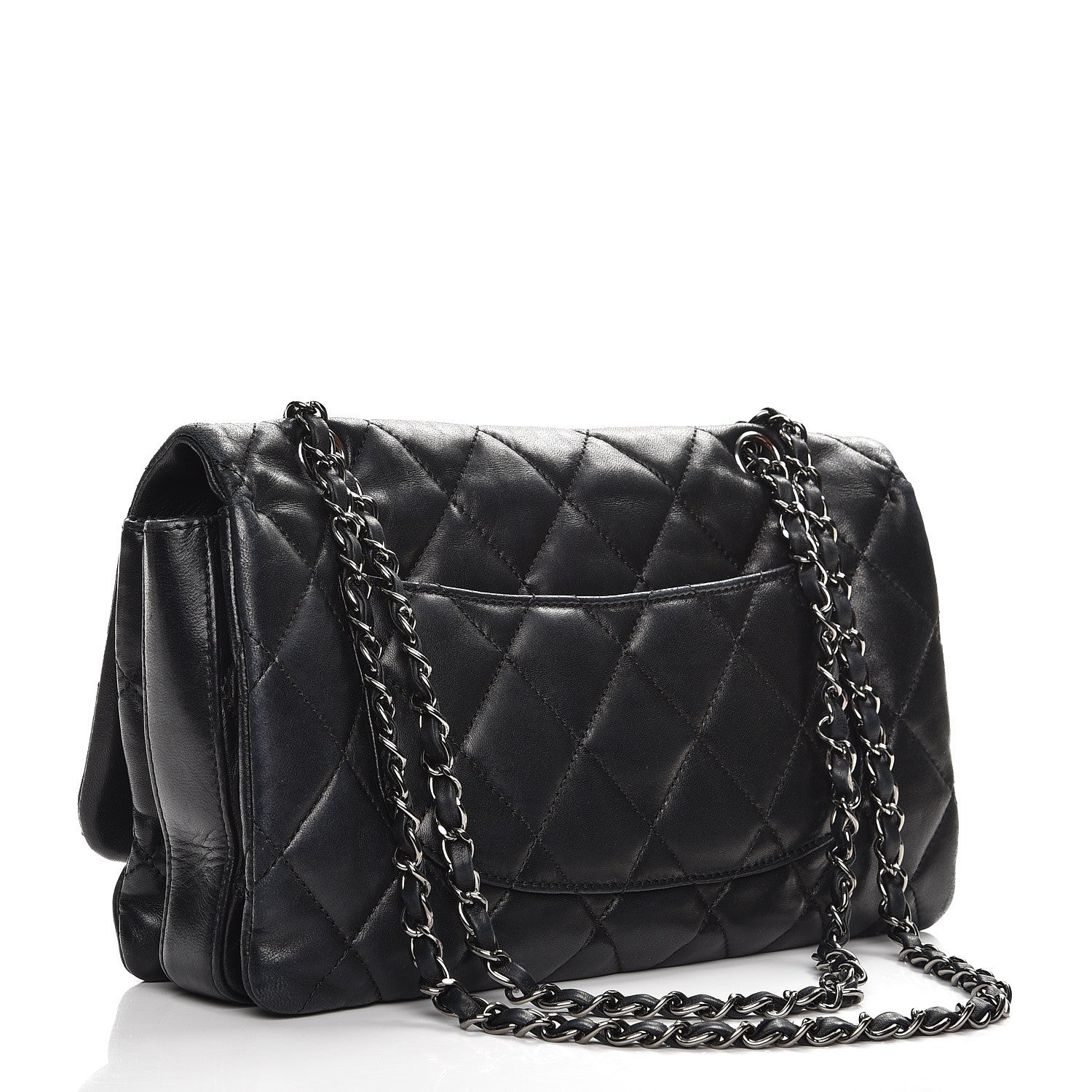 Chanel Lambskin Quilted Maxi 3 Flap Black 4 of 16