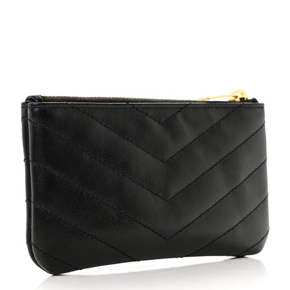 Saint Laurent Calfskin Matelasse Monogram Key Pouch Black 3 of 7