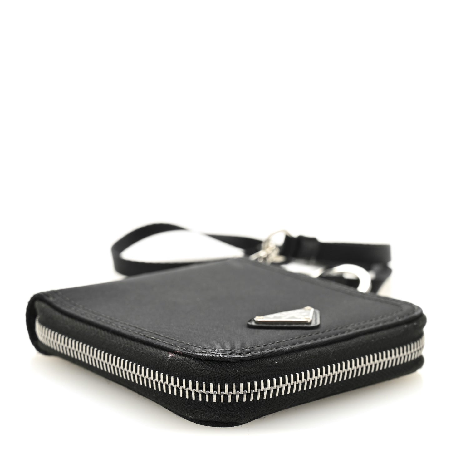 Tessuto Nylon Zip Around Wallet On Strap Black