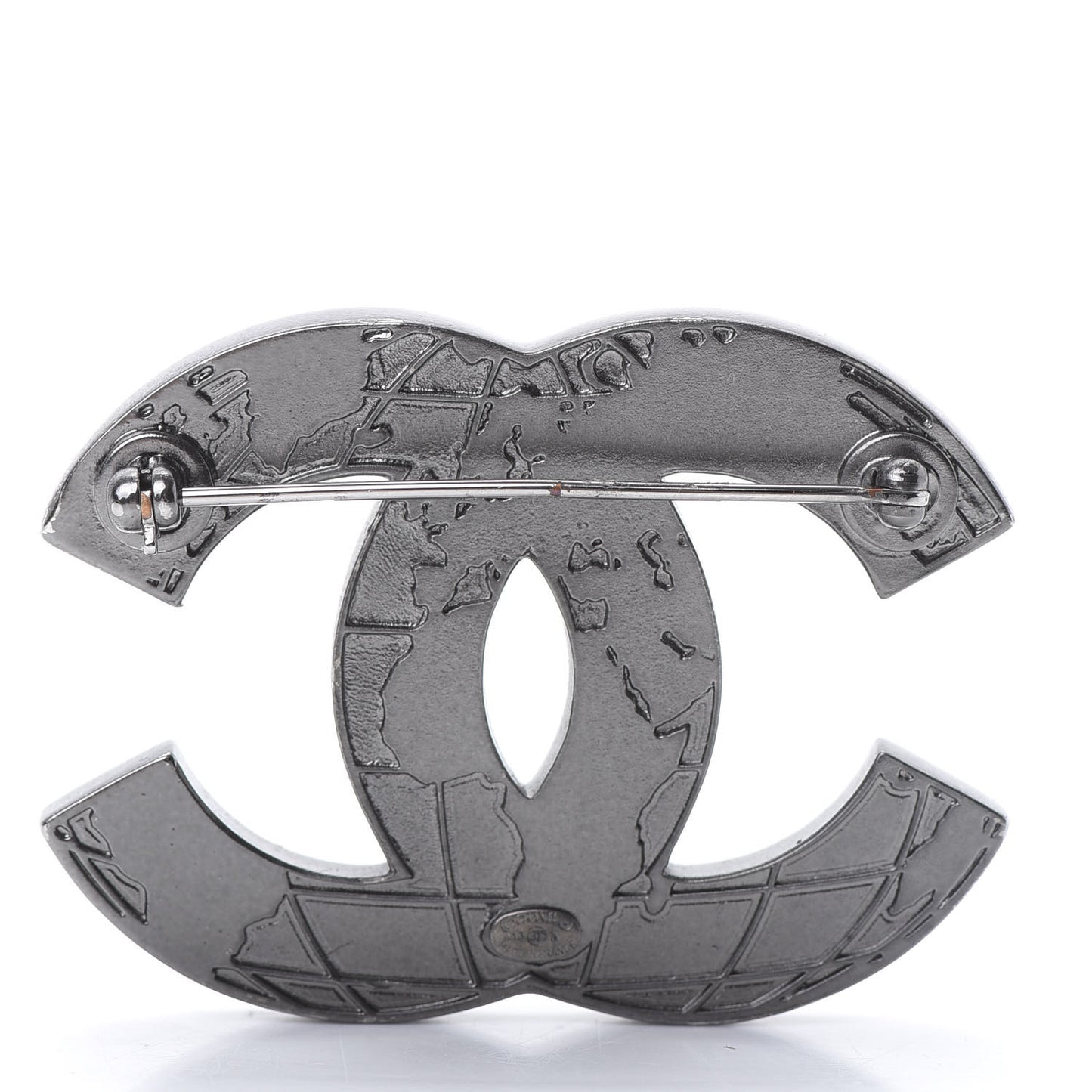 Ruthenium Globe CC Map Brooch