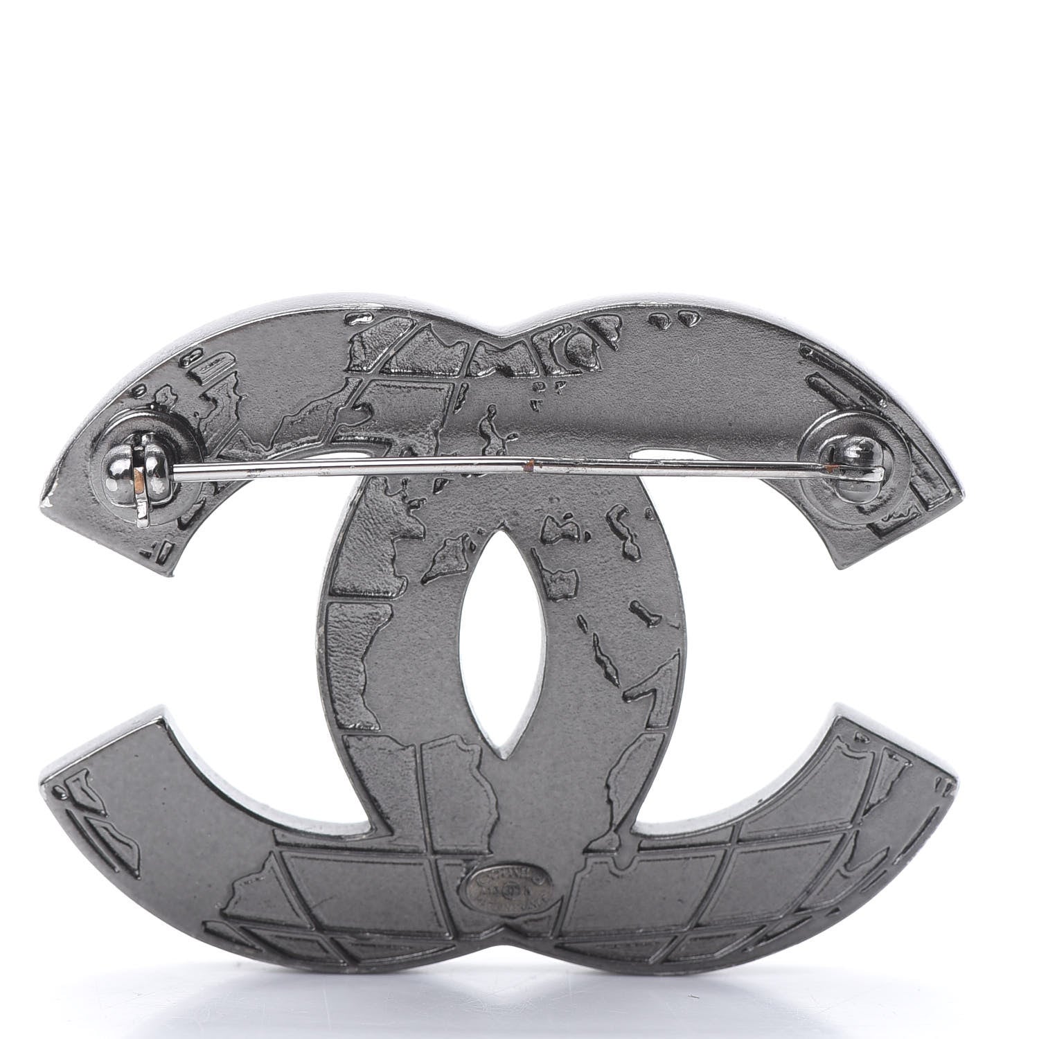 Chanel Ruthenium Globe CC Map Brooch 3 of 6