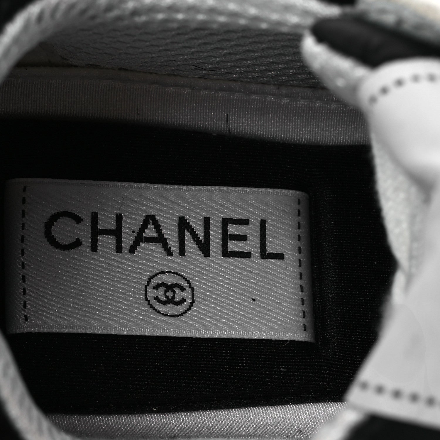 Chanel Suede Calfskin Printed CC Sneakers 36 White Black 9 of 13