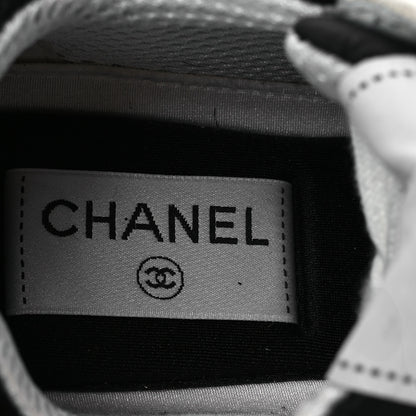 Chanel Suede Calfskin Printed CC Sneakers 36 White Black 9 of 13