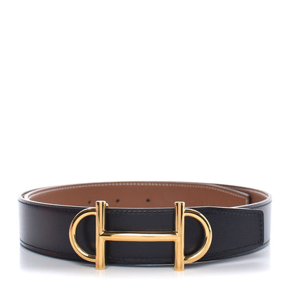 Hermes Box Togo 32mm Gamma Belt 80 Black Gold 1 of 7