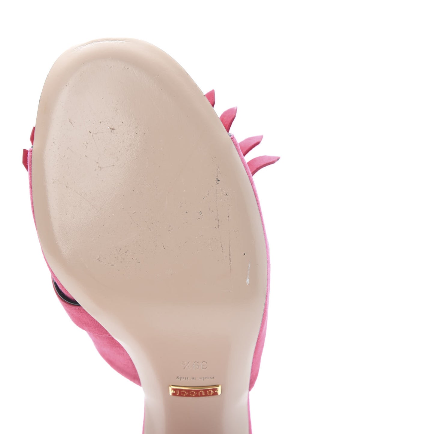 Kid Scamosciato GG Marmont Fringe 75mm Slide Sandals 39.5 Hot Pink