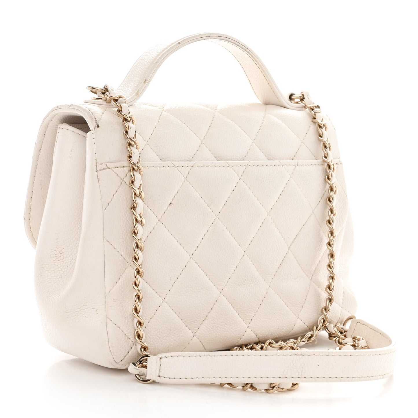 Caviar Quilted Small Business Affinity Flap White