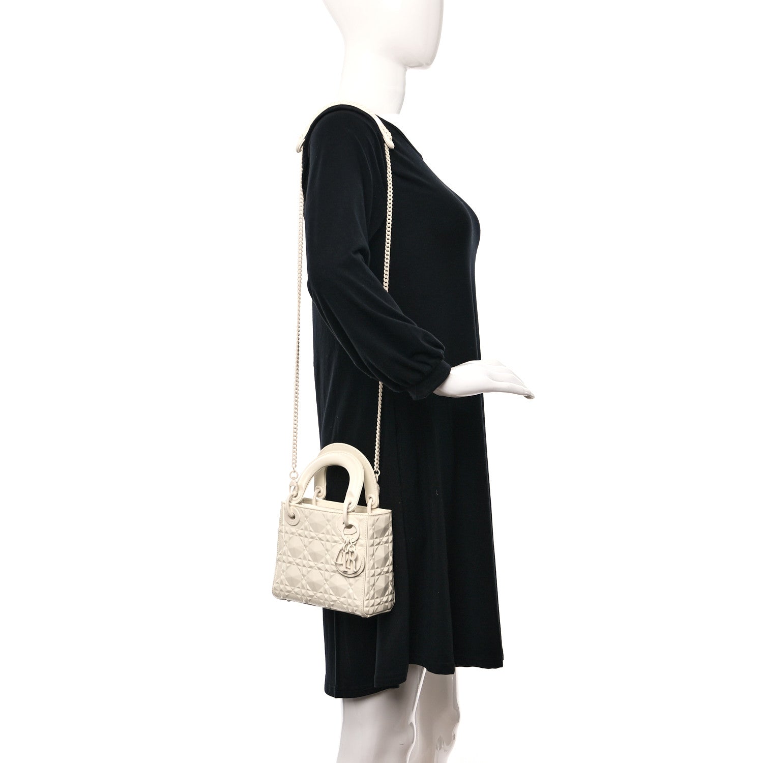 Christian Dior Calfskin Cannage Diamond Mini Lady Dior White 2 of 9