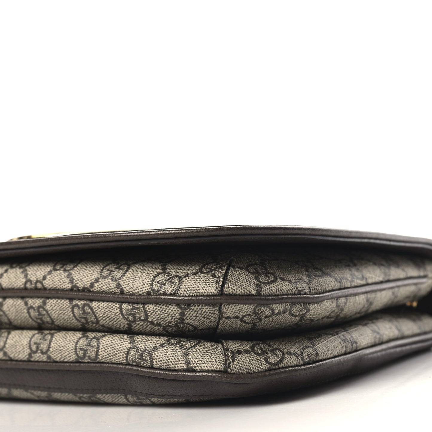 GG Supreme Monogram Textured Dollar Calfskin Web Medium Blondie Top Handle Shoulder Flap Bag Beige Ebony New Acero