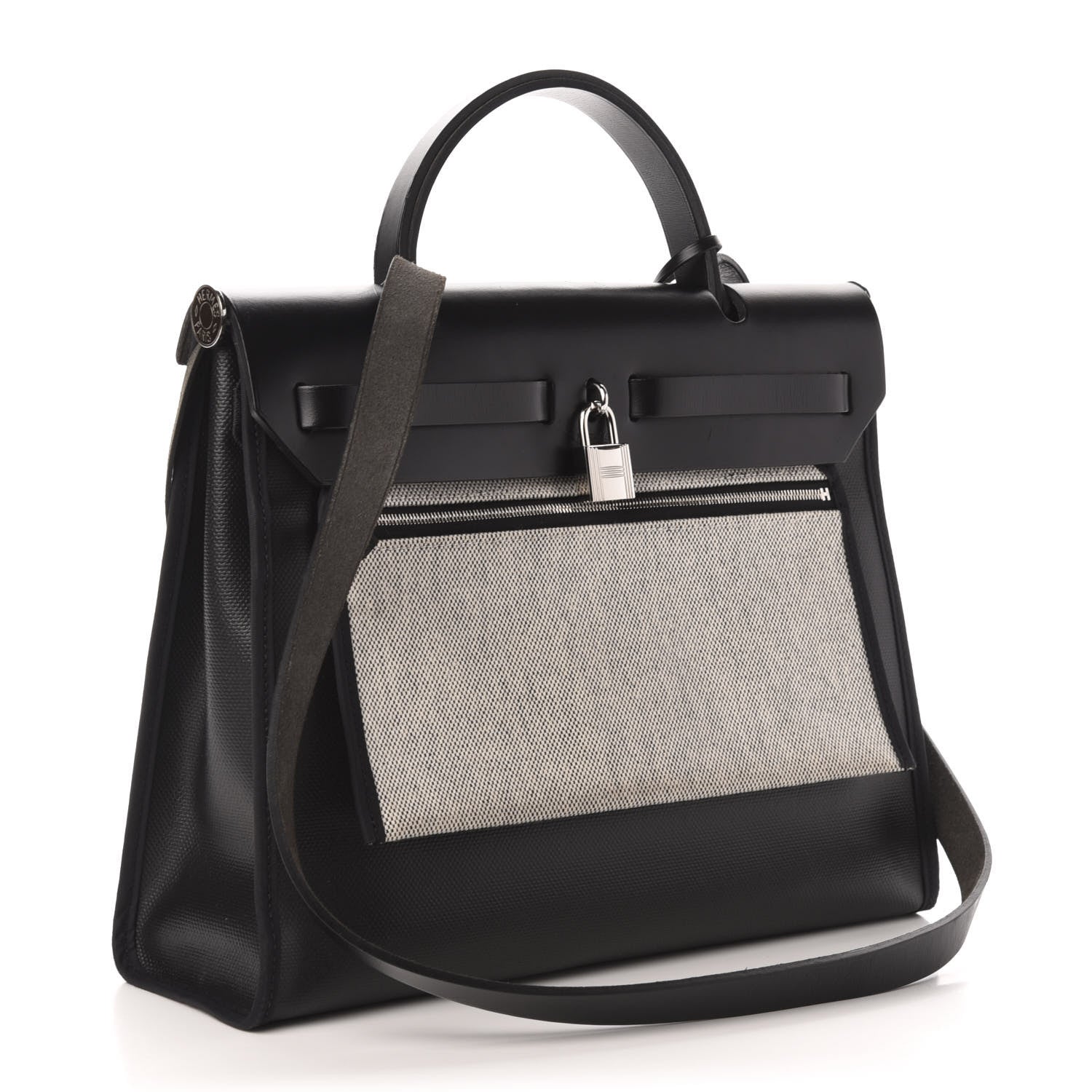 Hermes Toile H Berline Vache Hunter Herbag Zip PM 31 Black Ecru 5 of 15