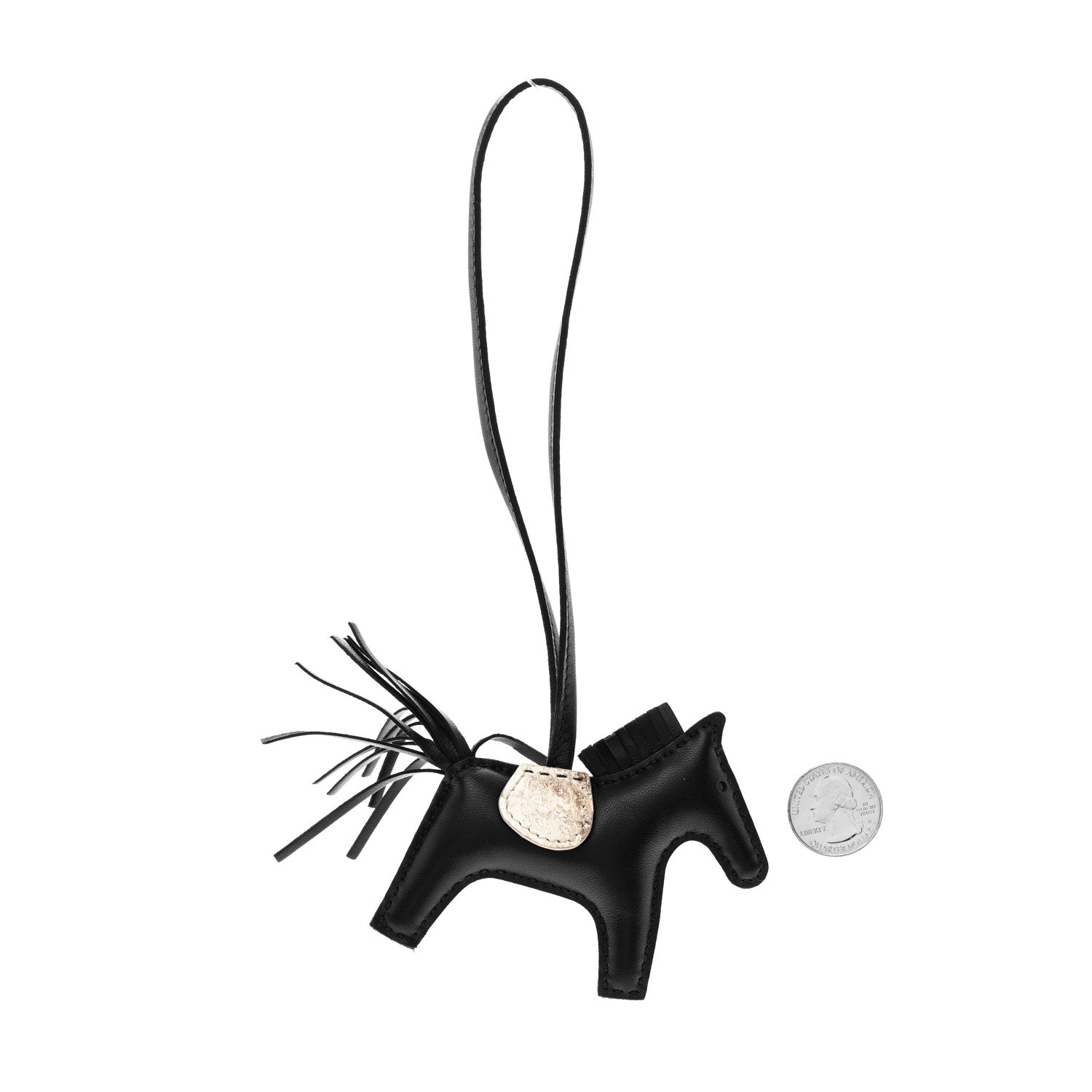 Hermes Milo Lambskin Matte Niloticus Crocodile Himalaya Touch Grigri Rodeo Horse Bag Charm PM Black White 2 of 5