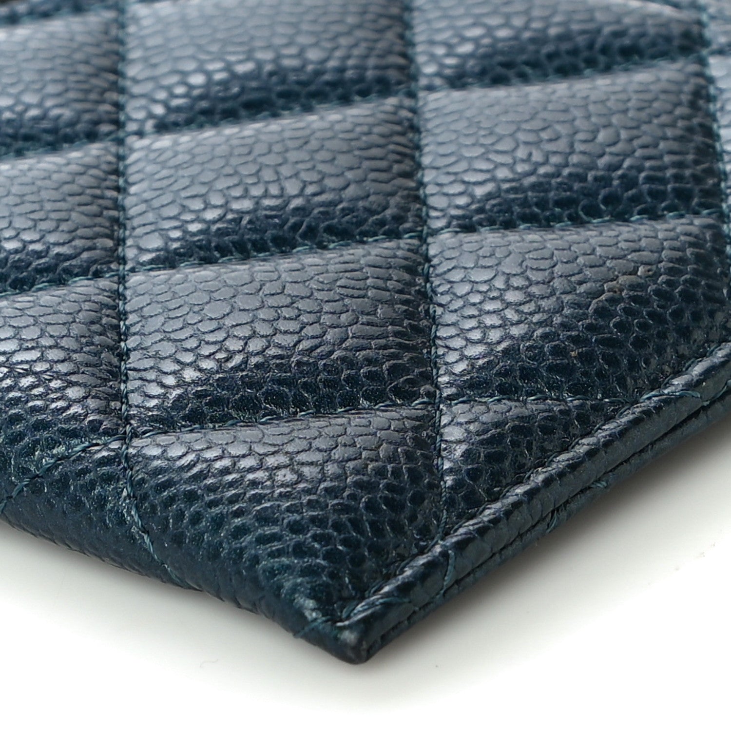 Chanel Iridescent Caviar Quilted Classic Zip Pouch Navy 10 of 11