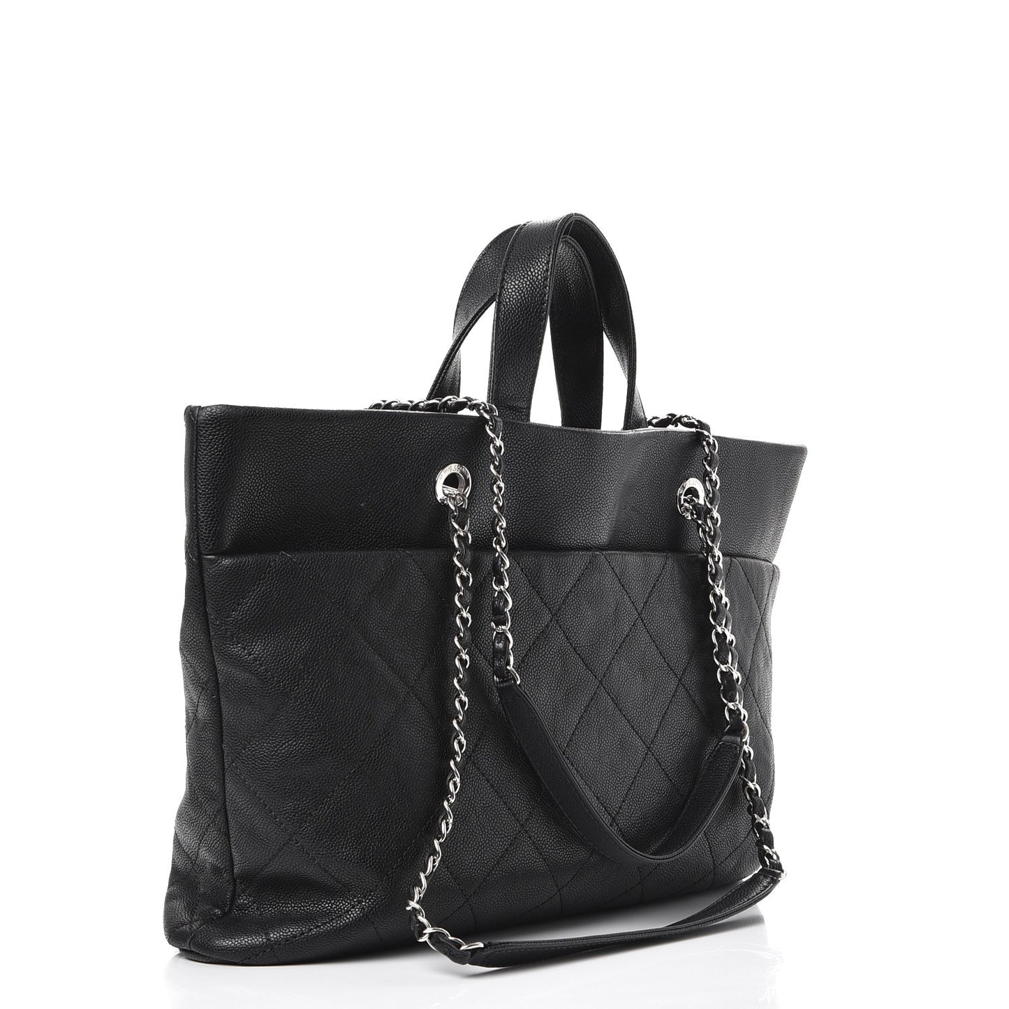 Caviar Quilted Large CC Tote Black