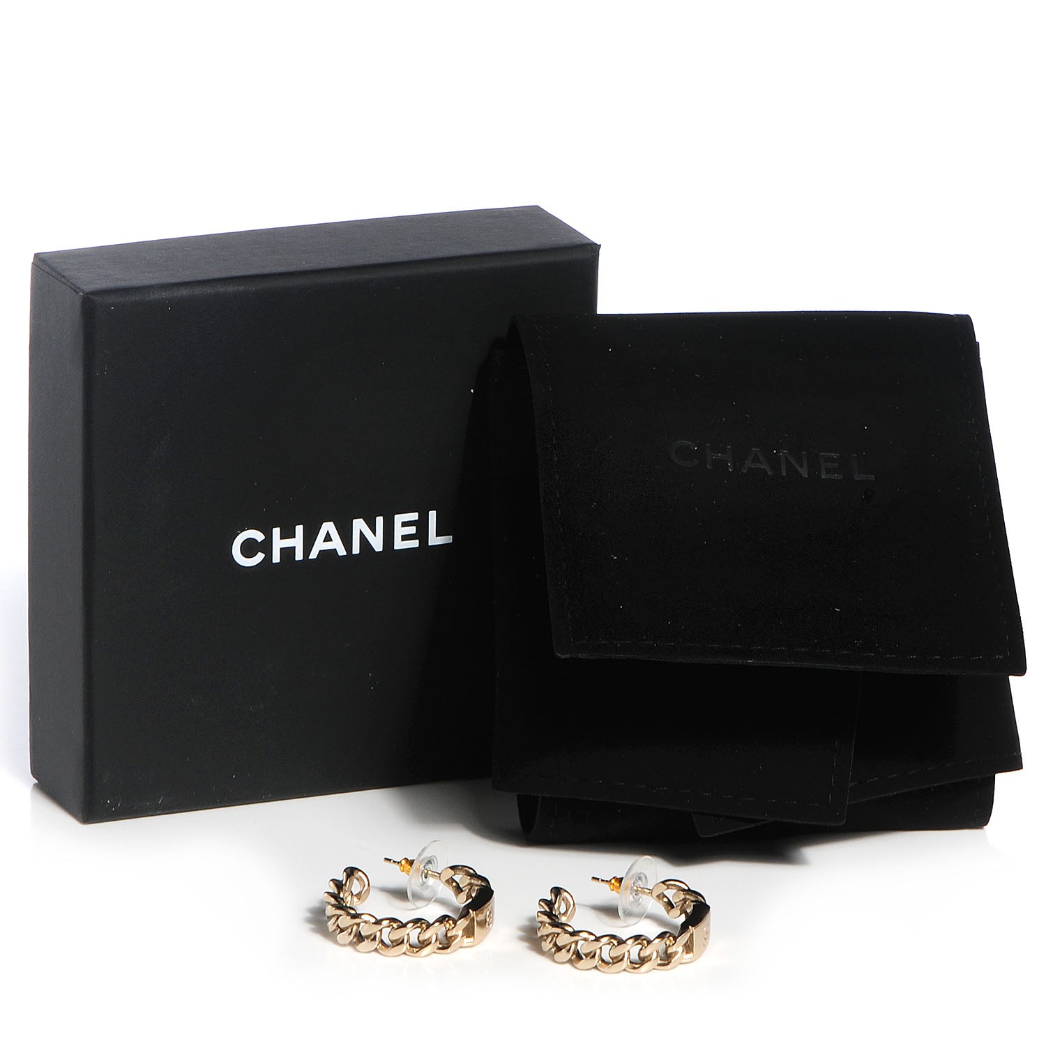 Chanel CC Chain Hoop Earrings Gold 5 of 5