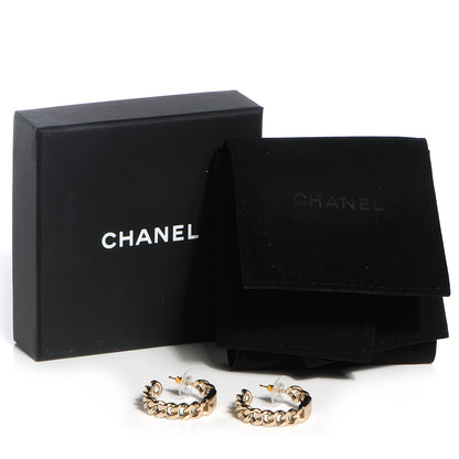 Chanel CC Chain Hoop Earrings Gold 5 of 5