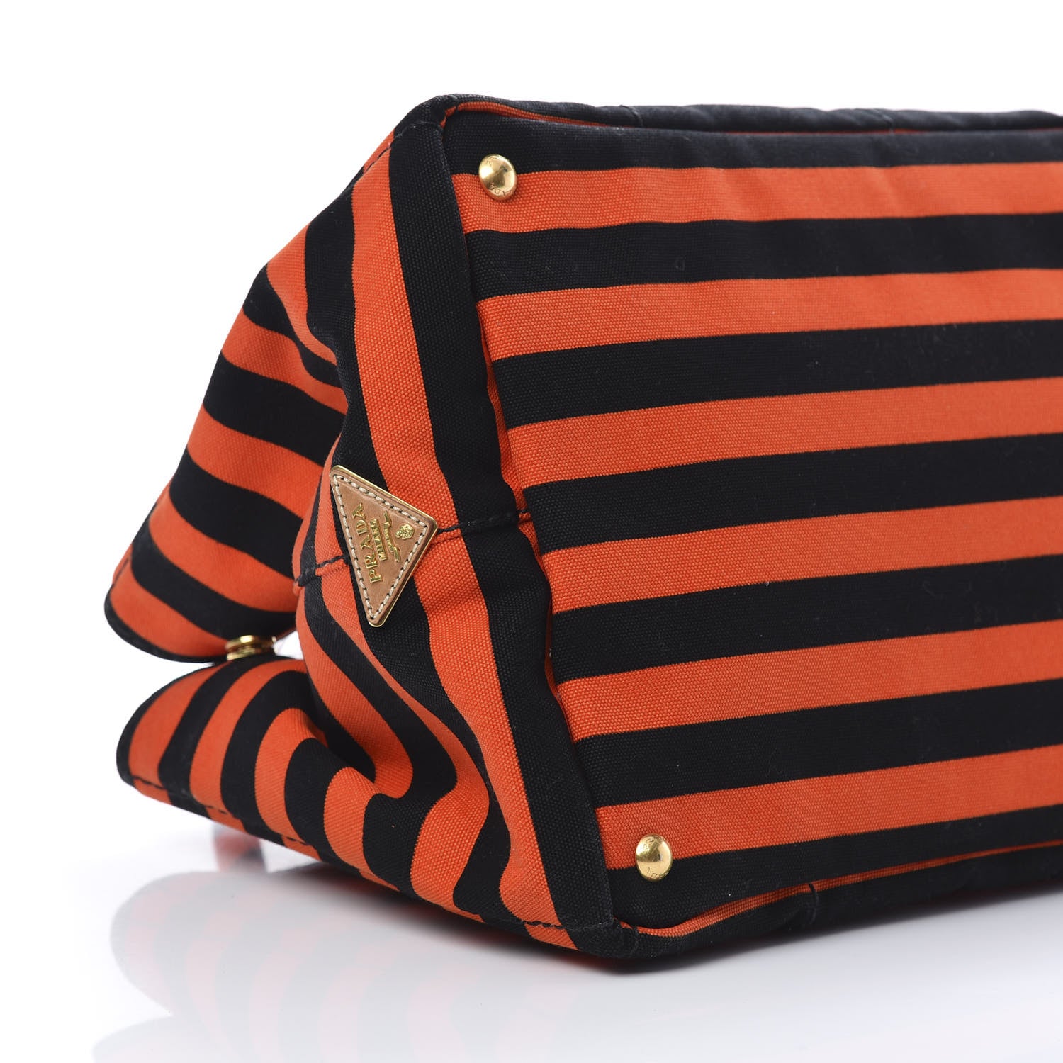 Prada Canapa Striped Tote Arancio 8 of 10