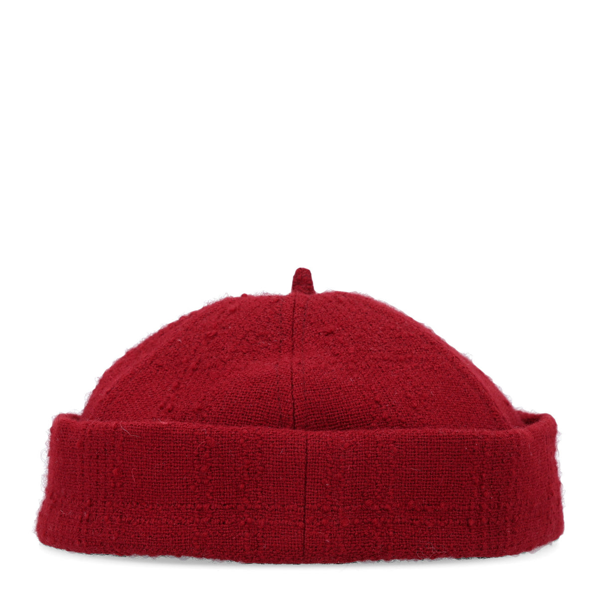 Wool Tweed CC Beret Beanie Hat L Burgundy
