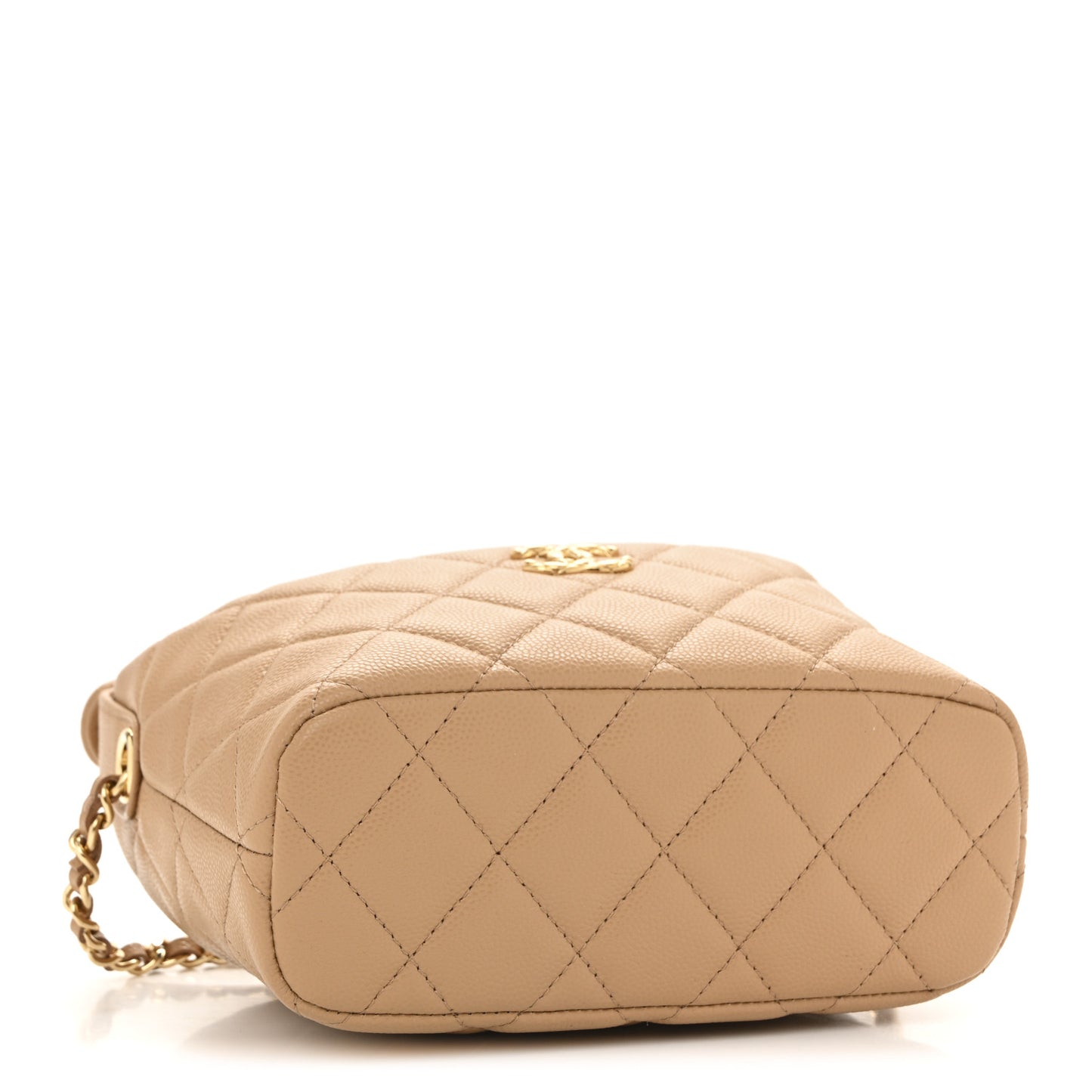 Shiny Caviar My Cush Hobo Clutch With Chain Beige Beige