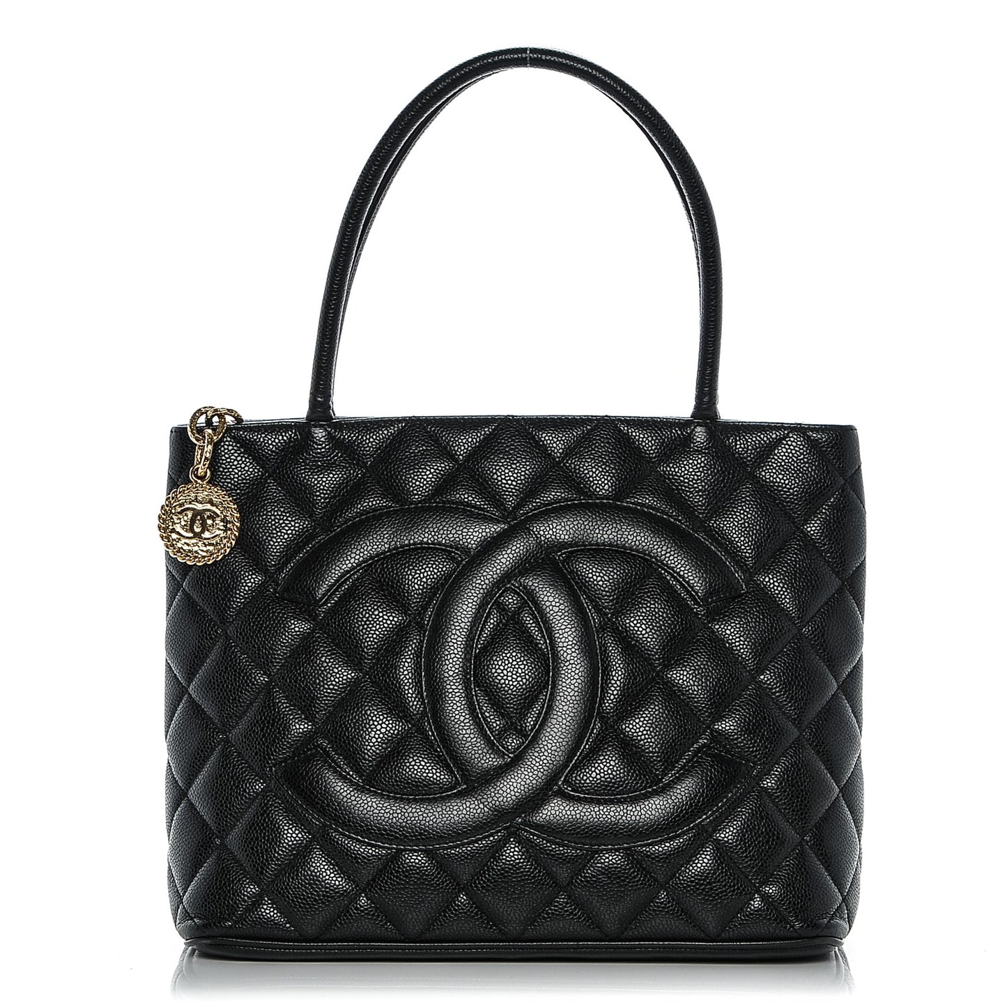 Caviar Quilted Medallion Tote Black