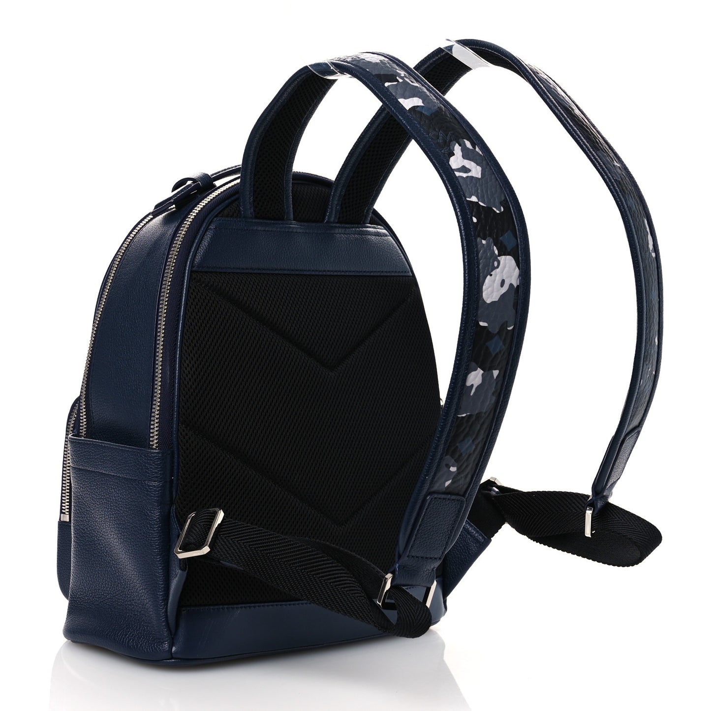Calfskin Visetos Floral Leopard Klassik Small Stark Backpack Blue Black