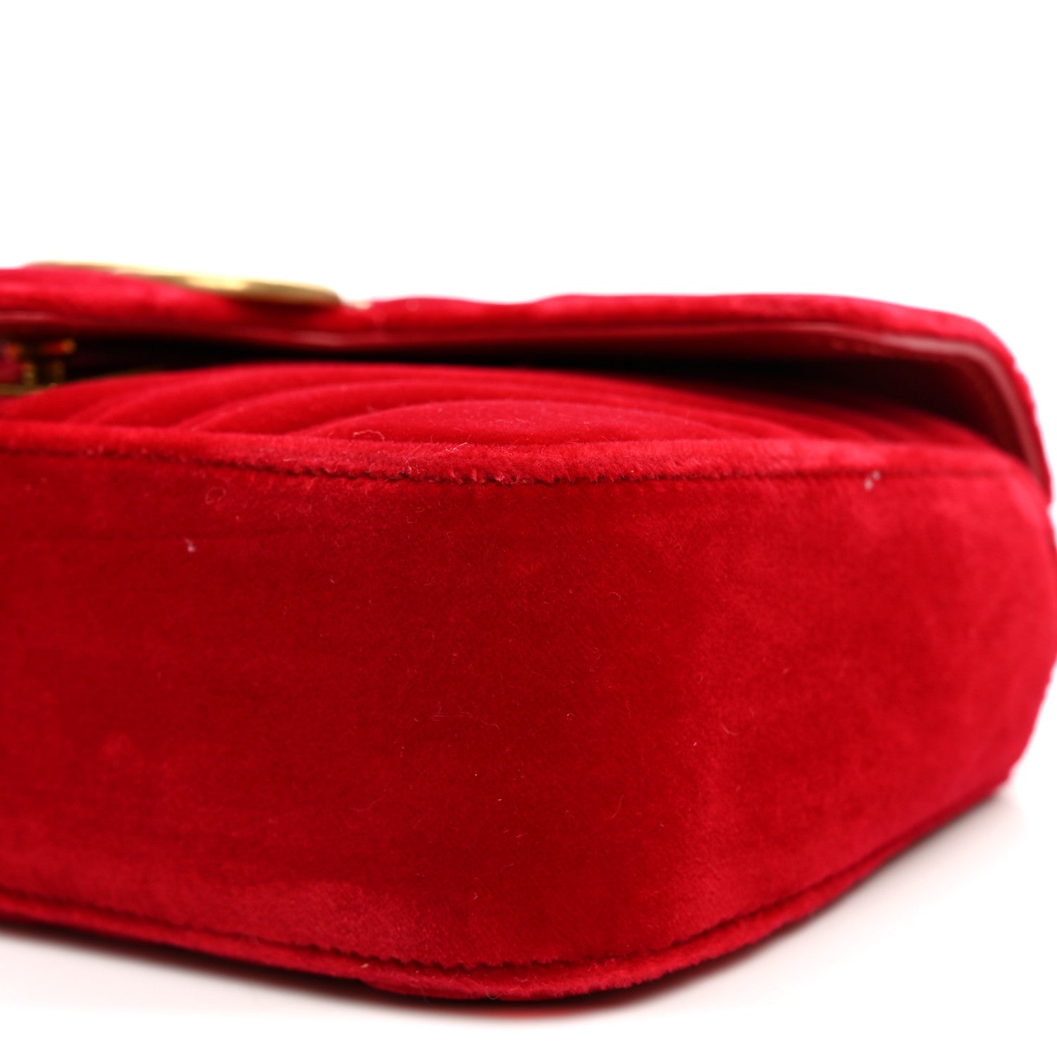 Gucci Velvet Matelasse Mini GG Marmont Shoulder Bag Hibiscus Red 10 of 11