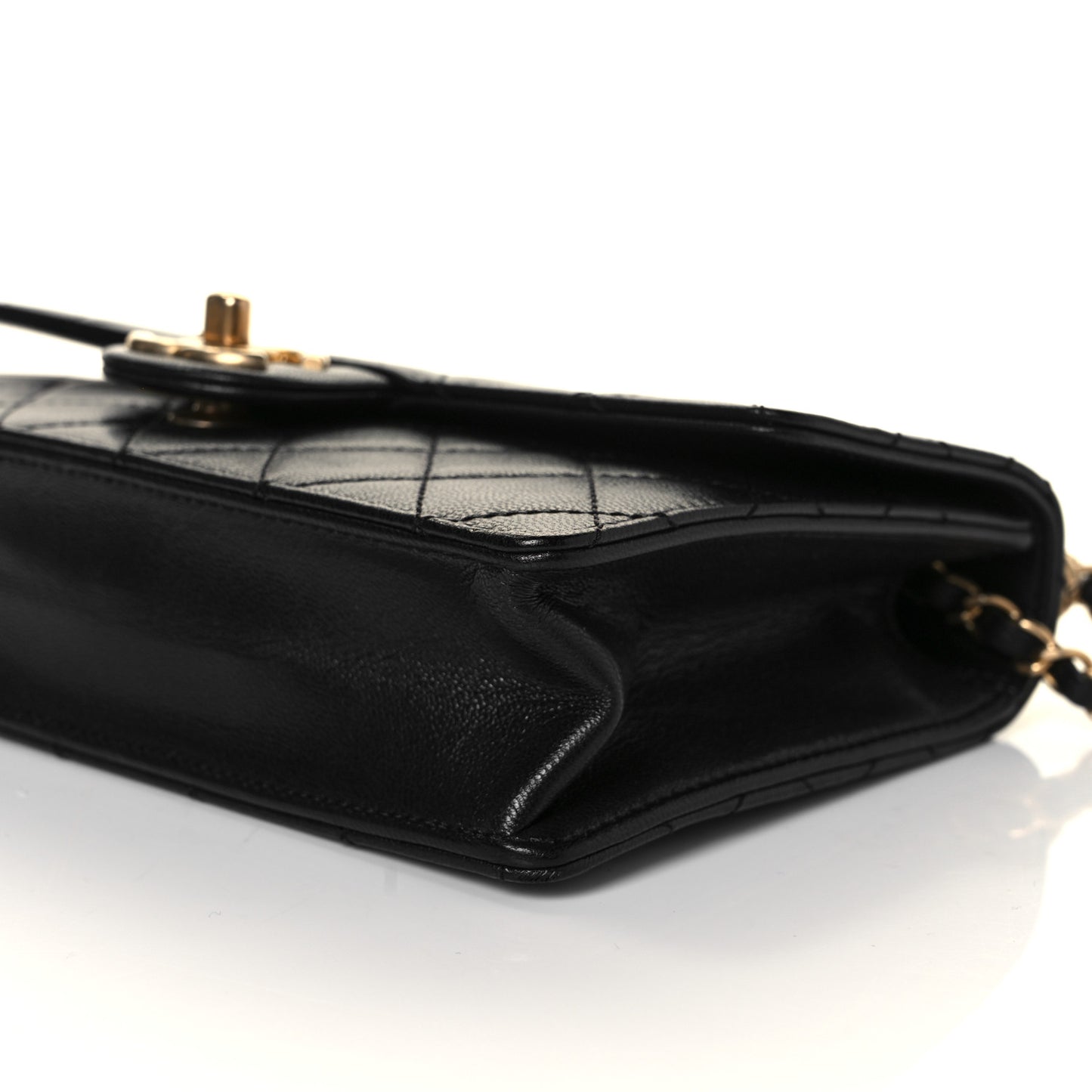 Lambskin Quilted Small Chic Pearls Flap Black