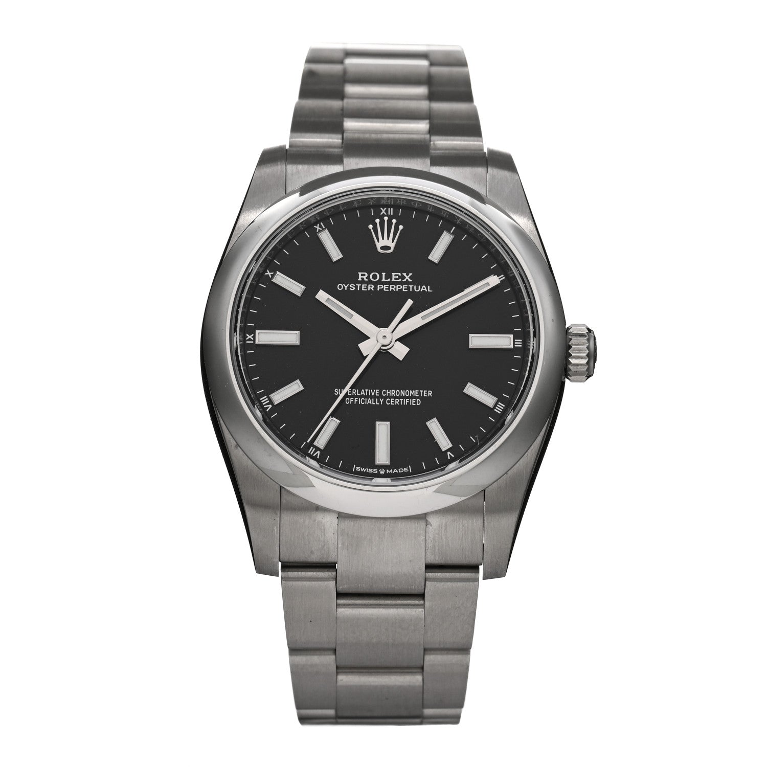 Rolex Stainless Steel 34mm Oyster Perpetual Watch Bright Black 124200 1 of 4