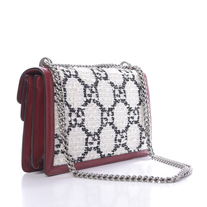 Gucci Tweed GG Monogram Small Dionysus Shoulder Bag White Black Romantic Cherry 2 of 12