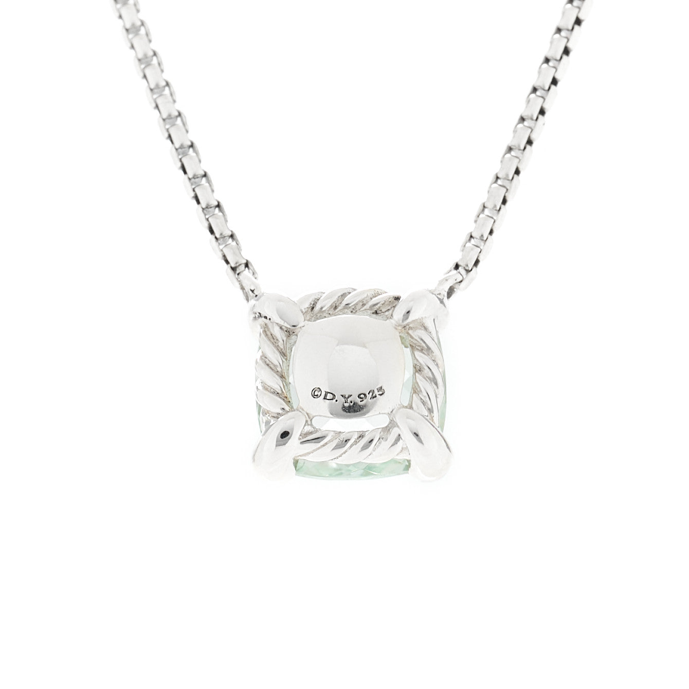 David Yurman Sterling Silver Diamond Prasiolite 9mm Petite Chatelaine Pendant Necklace 4 of 6