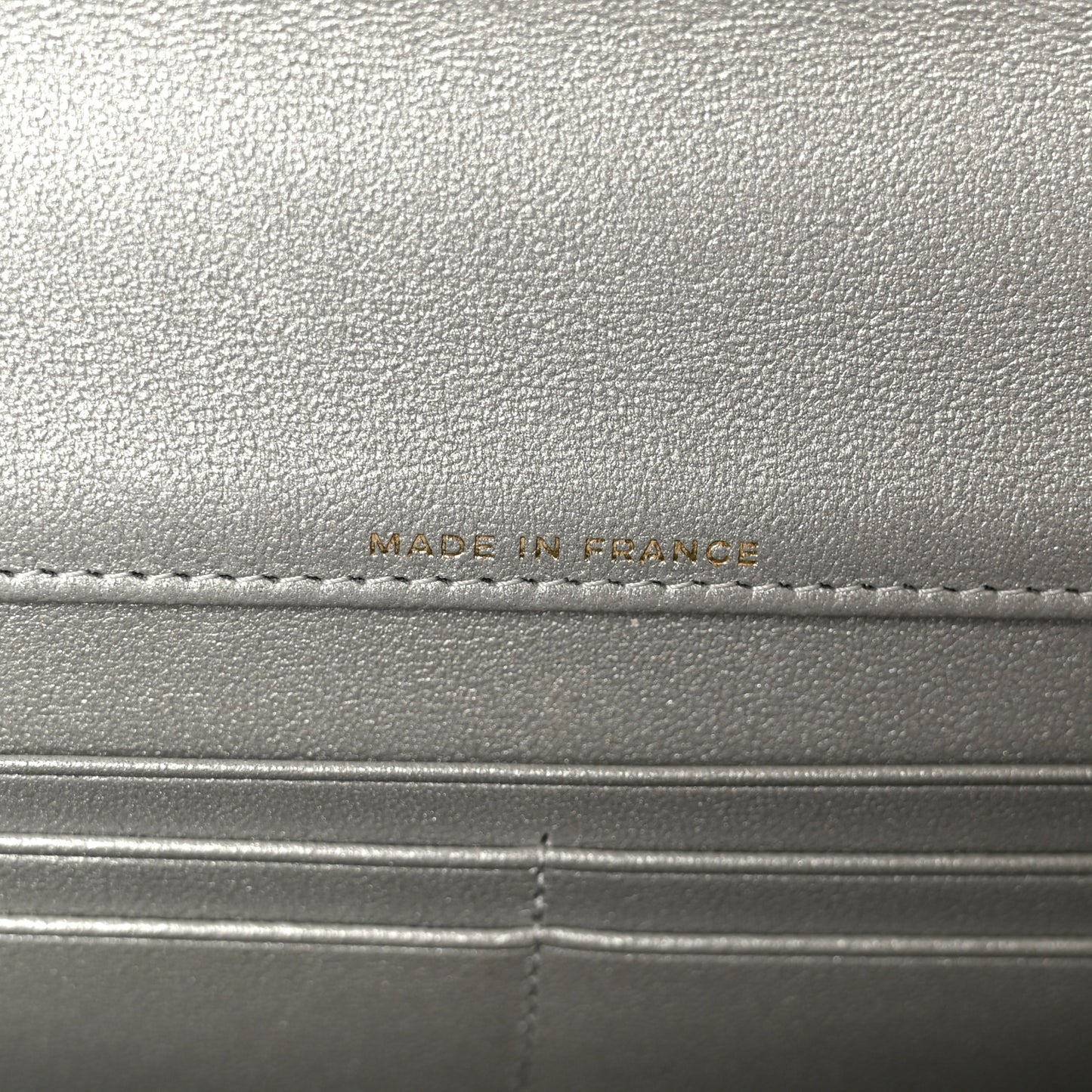 Metallic Caviar Quilted Top Handle Long Clutch With Chain Silver