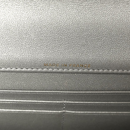 Chanel Metallic Caviar Quilted Top Handle Long Clutch With Chain Silver 8 of 13