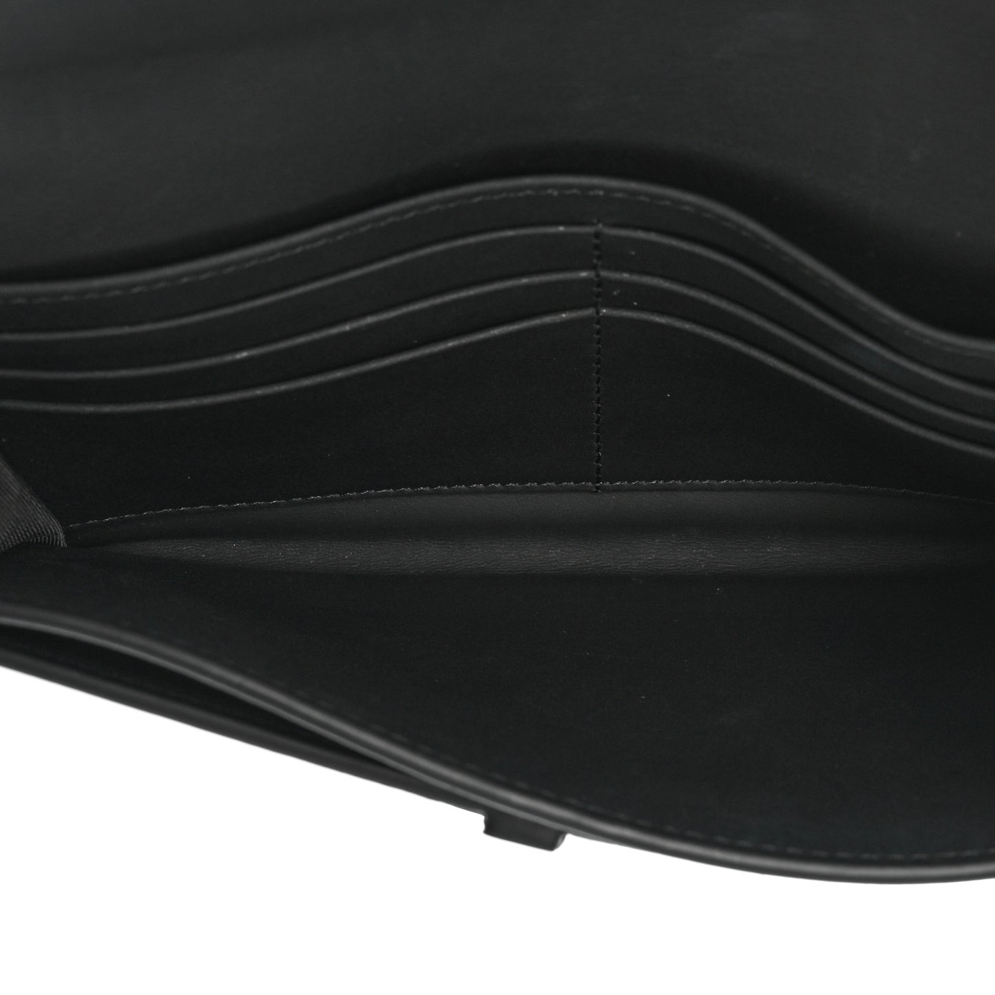 Ultra Matte Calfskin Saddle Chain Wallet Pouch Black