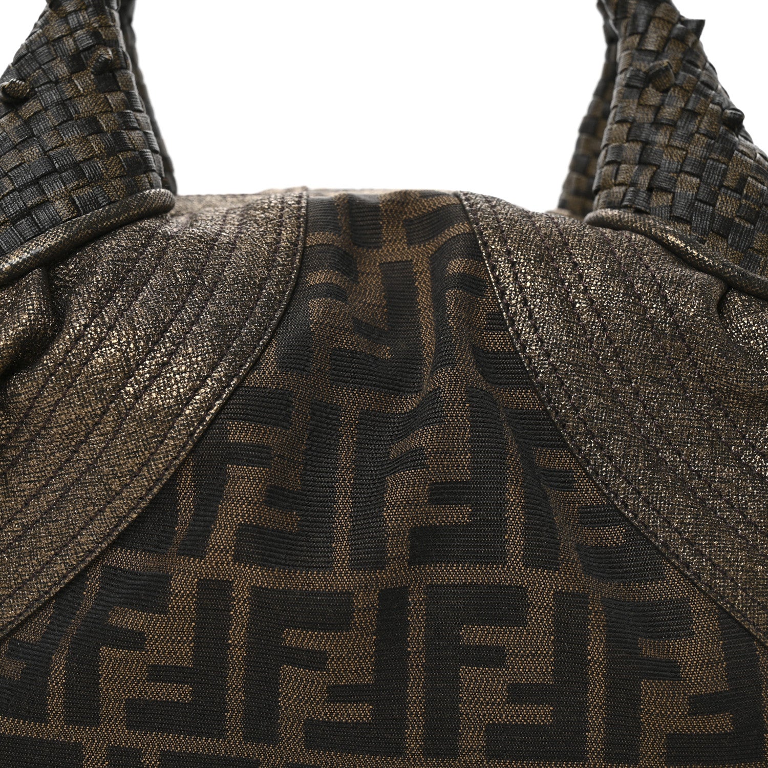Fendi Zucca Goatskin Spy Bowler Tobacco Bronzo 8 of 10