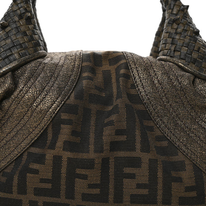 Fendi Zucca Goatskin Spy Bowler Tobacco Bronzo 8 of 10