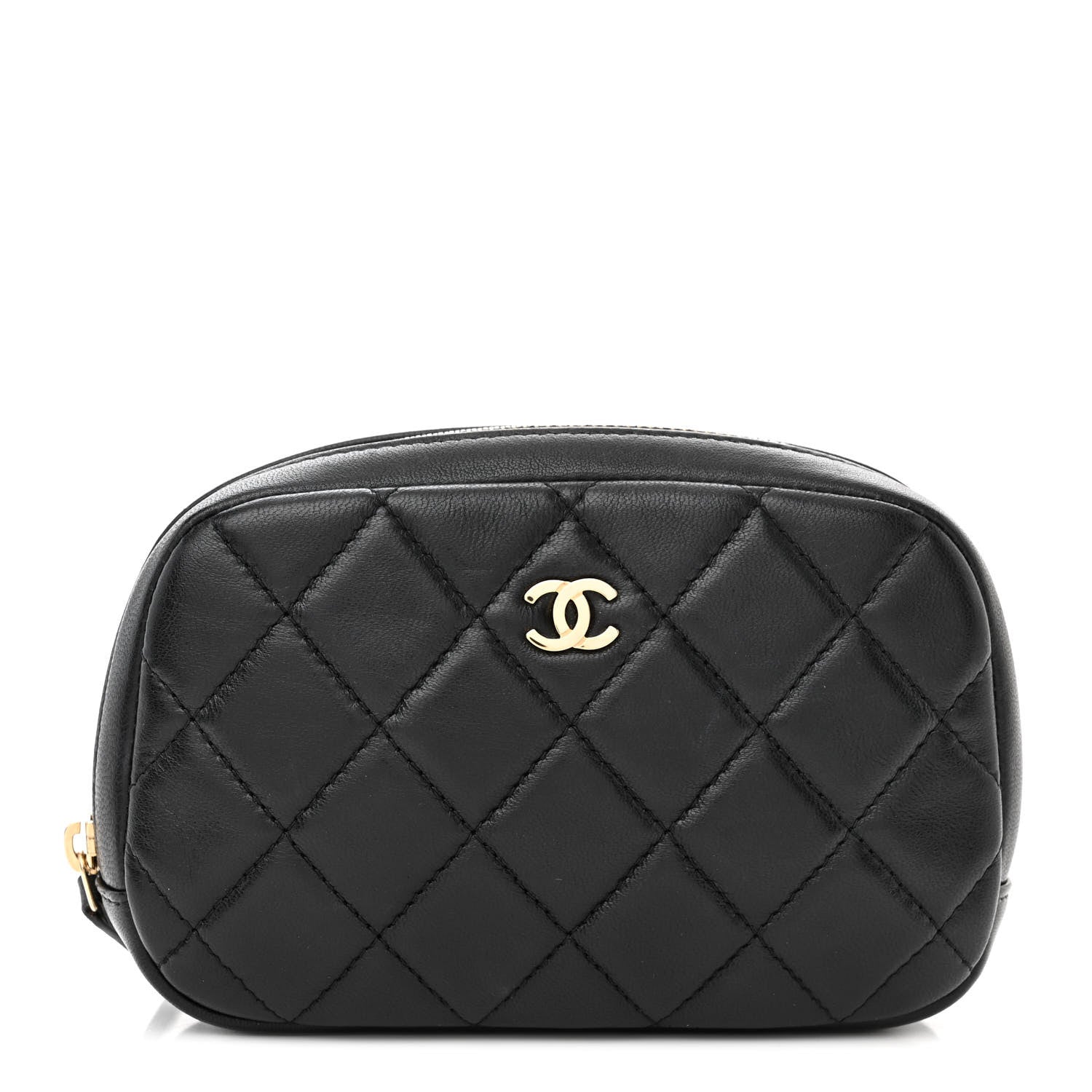 Chanel Lambskin Quilted Small Curvy Pouch Cosmetic Case Black 1 of 7