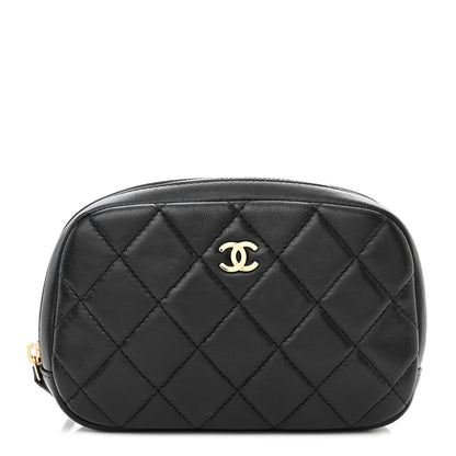 Chanel Lambskin Quilted Small Curvy Pouch Cosmetic Case Black 1 of 7