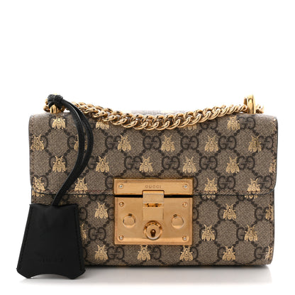 Gucci GG Supreme Monogram Bees Small Padlock Shoulder Bag Black 1 of 13