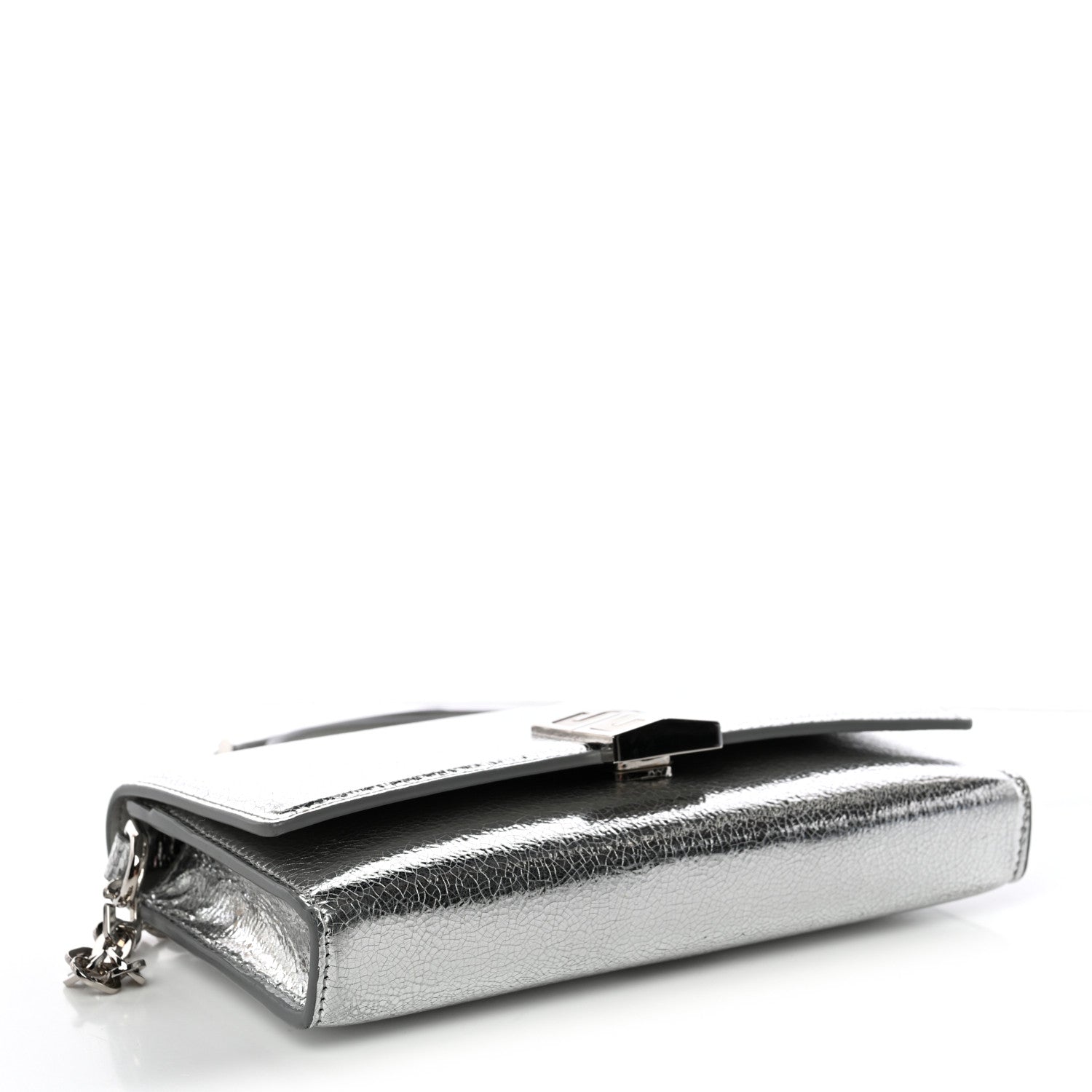 Givenchy Metallic Lambskin 4G Wallet On Chain Silvery 1838648
