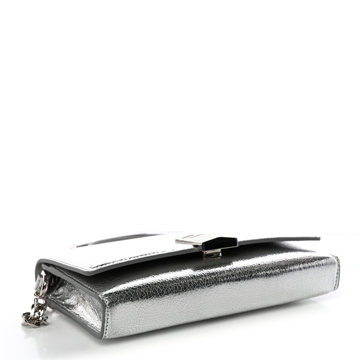 Metallic Lambskin 4G Wallet On Chain Silvery