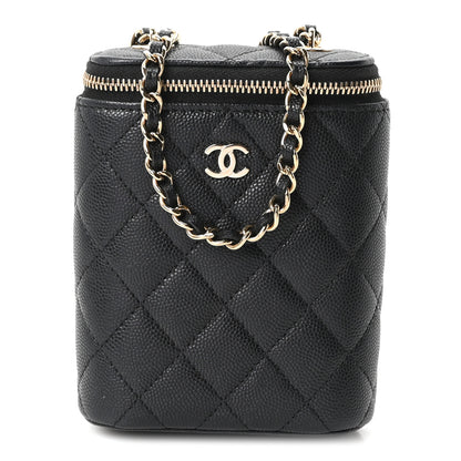 Chanel Caviar Quilted Small Vertical Coco Beauty Vanity Case With Chain Black 1 of 10
