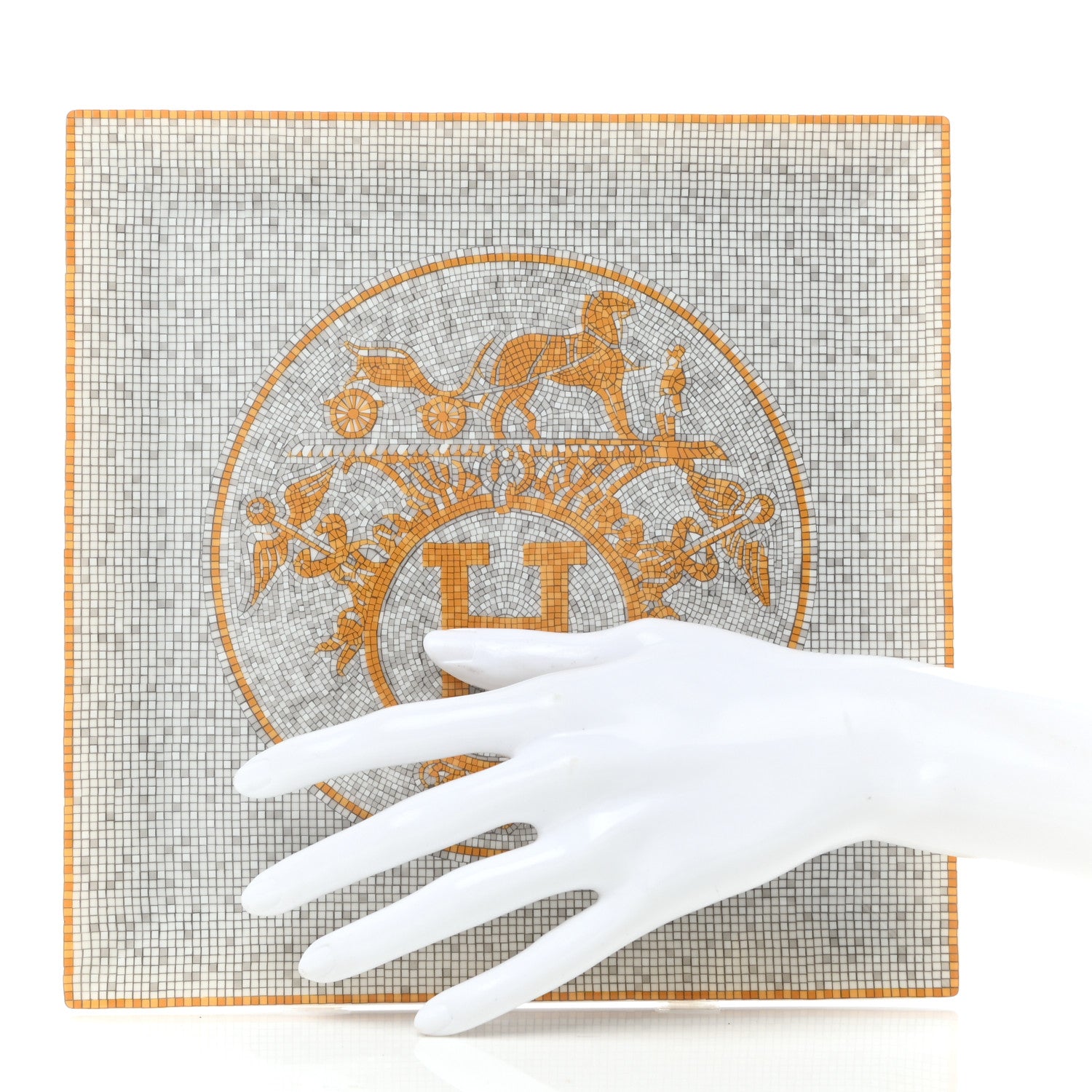 Hermes Porcelain Mosaique au 24 Square Plate 9.1" 2 of 6