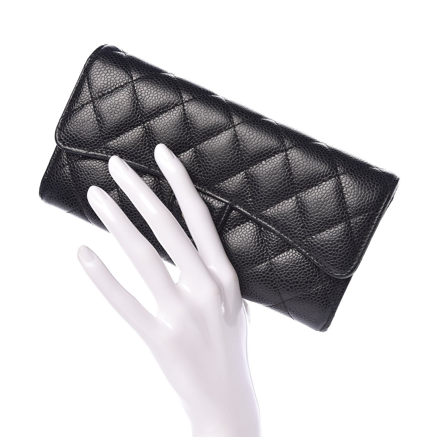 Chanel Caviar Quilted Large Gusset Flap Wallet Black 2 of 10