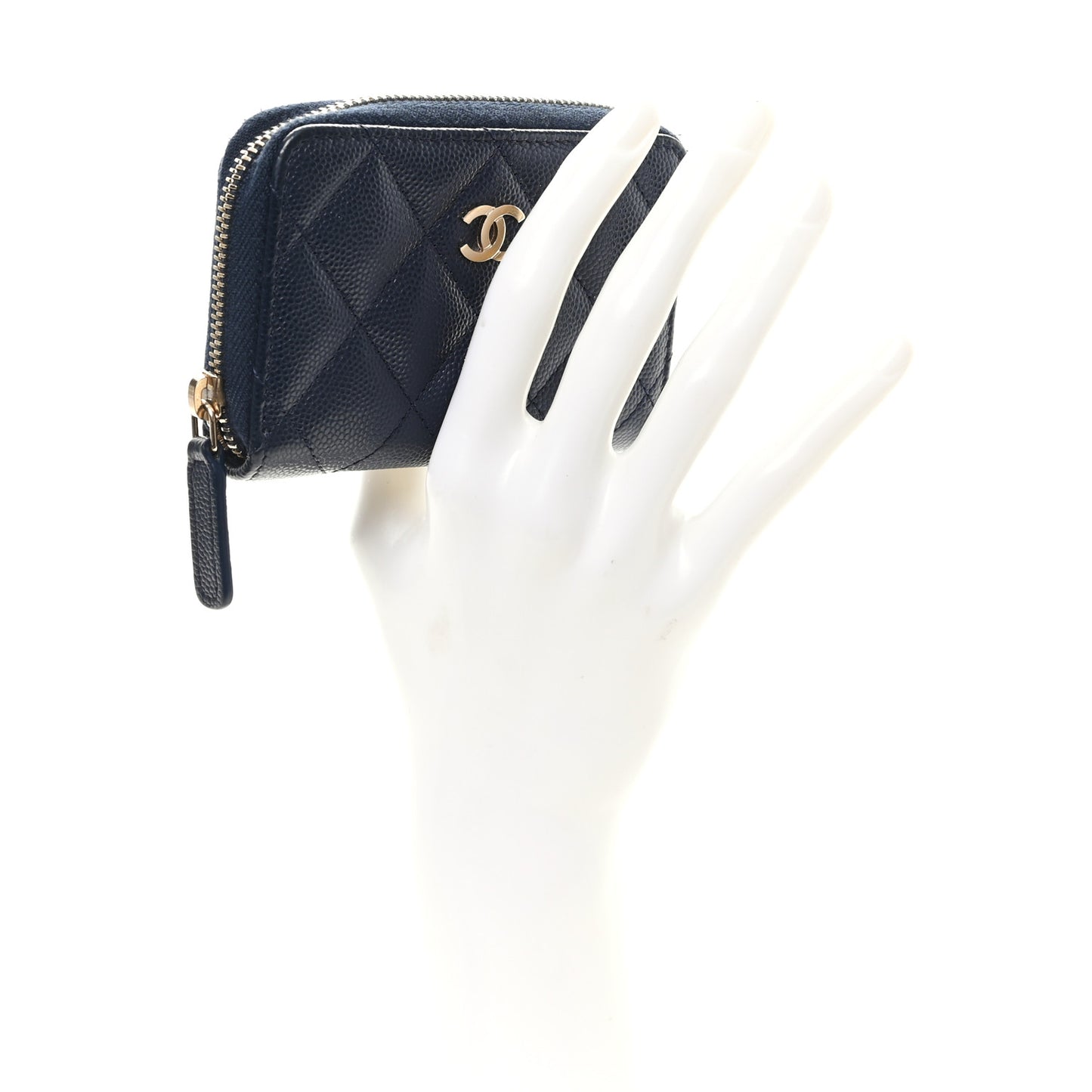 Caviar Quilted Zip Coin Purse Blue