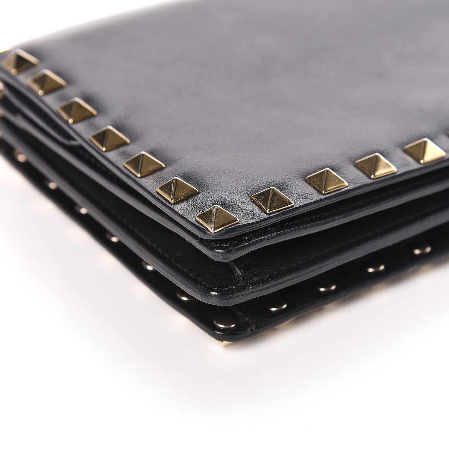 Valentino Garavani Calfskin Rockstud Wallet on Chain Black 14 of 15