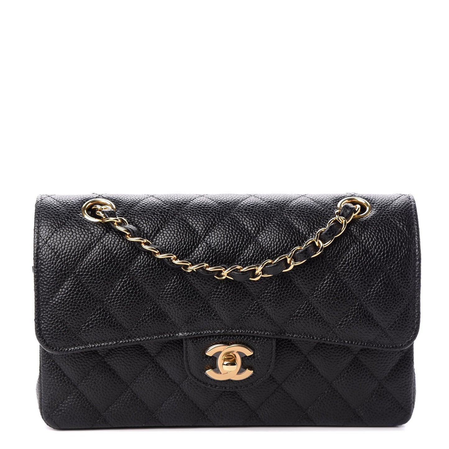 Caviar Quilted Small Double Flap Black