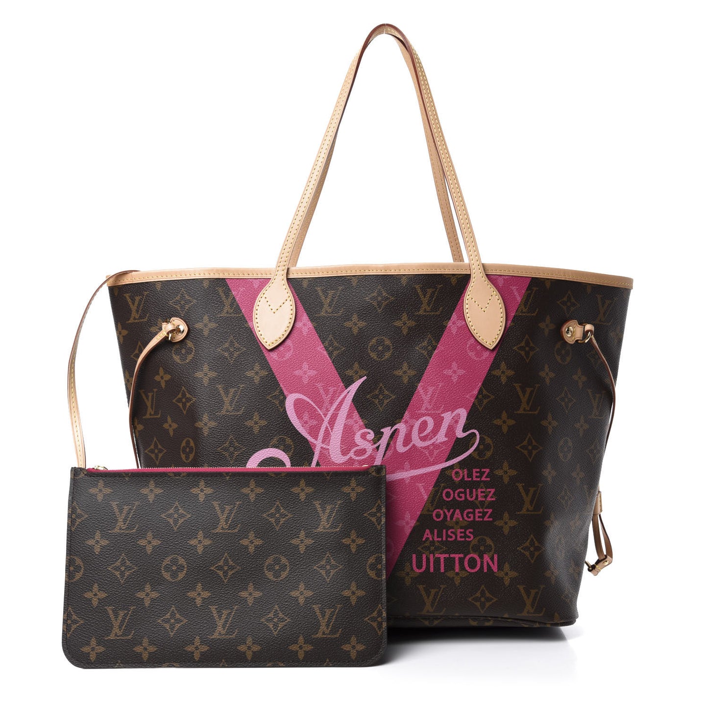 Monogram Aspen V Neverfull MM Hot Pink